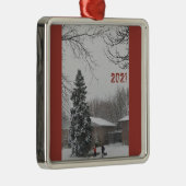 Kerstwinterscene Metalen Ornament (Rechts)