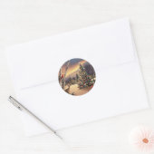 Kerstwinterscène Ronde Sticker (Envelop)