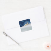 Kerstwinterscène Vierkante Sticker (Envelop)