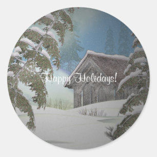 Kerstwinterscènes Ronde Sticker