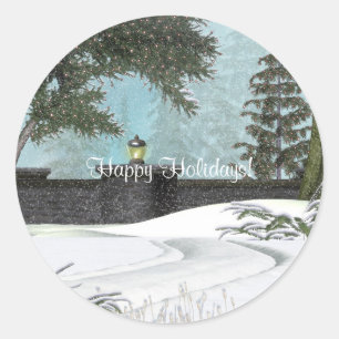 Kerstwinterscènes Ronde Sticker