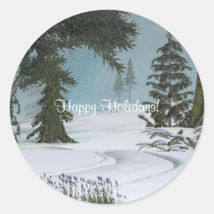 Kerstwinterscènes Ronde Sticker