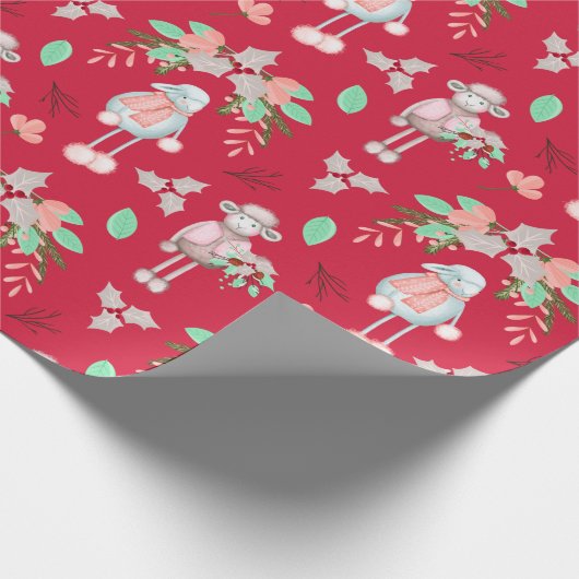 Kerstwinterschaap Cadeaupapier (Hoek)