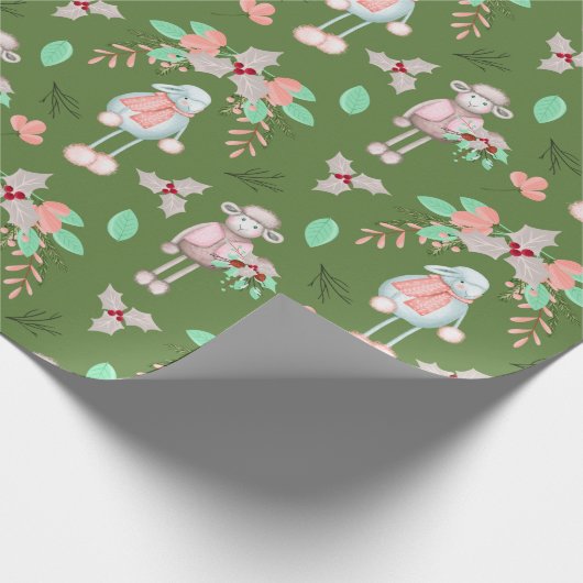Kerstwinterschaap Cadeaupapier (Hoek)
