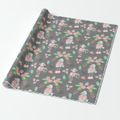 Kerstwinterschaap op grijs cadeaupapier (Uitgerold)