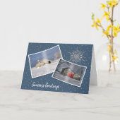 Kerstwinterschuren in sneeuw kaart (Gele Bloem)