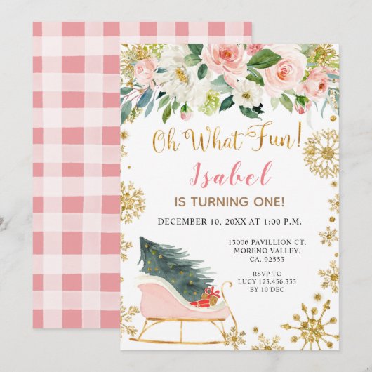 Kerstwinterslaapje Oh wat een leuke eerste verjaar Kaart (Voorkant / Achterkant)