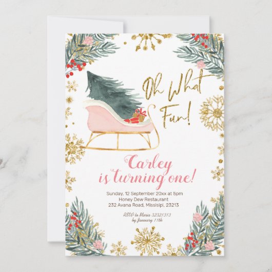 Kerstwinterslaapje Oh wat een leuke eerste verjaar Kaart (Voorkant)