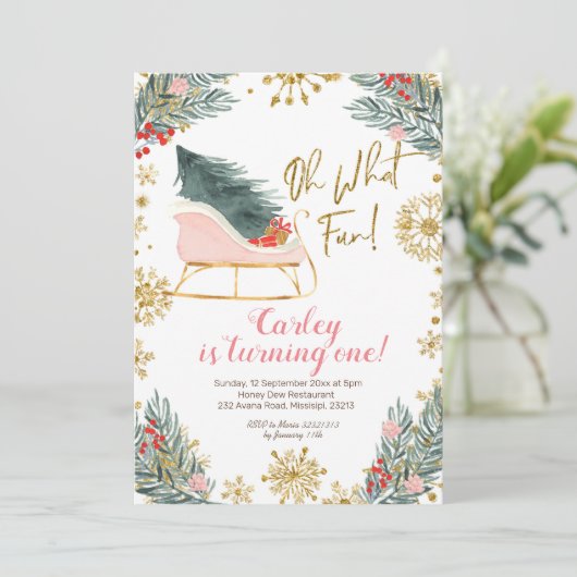 Kerstwinterslaapje Oh wat een leuke eerste verjaar Kaart (Staand voorkant)