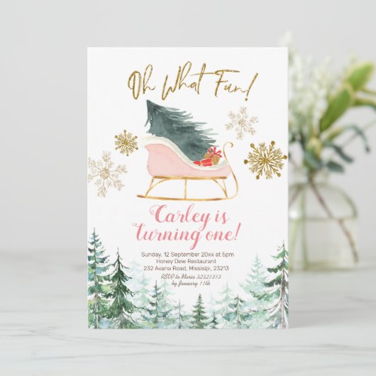 Kerstwinterslaapje Oh wat een leuke eerste verjaar Kaart (Staand voorkant)