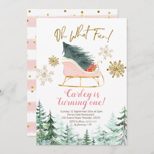 Kerstwinterslaapje Oh wat een leuke eerste verjaar Kaart (Voorkant / Achterkant)