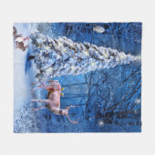 Kerstwintersneeuw bedekt met boomlampjes fleece deken (Voorkant (Horizontaal))