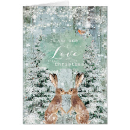 Kerstwintersneeuw één I-liefdeskaart