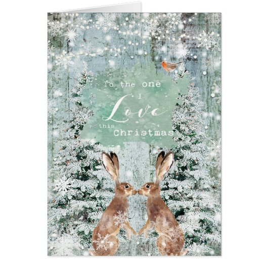 Kerstwintersneeuw één I-liefdeskaart (Voorkant)