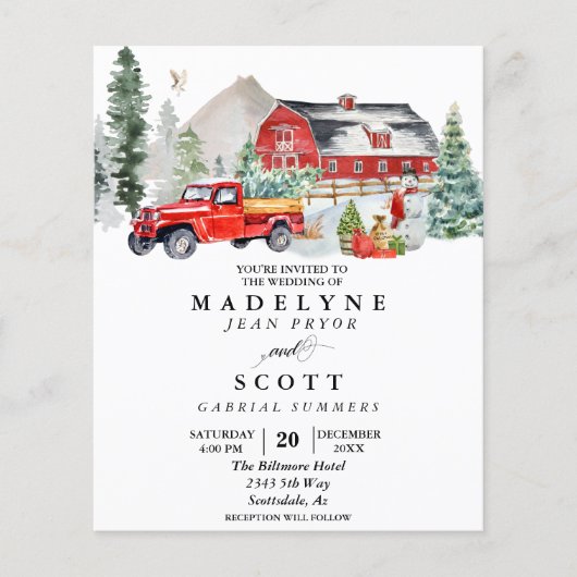 Kerstwintersneeuwfeest Landbruiloft Flyer (Voorkant)