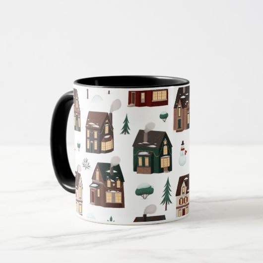 Kerstwintersneeuwhuizen Mok (Voorkant links)