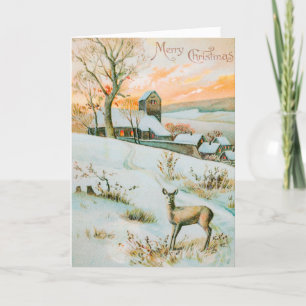 Kerstwintersneeuwlandschap en feestdag feestdagen kaart