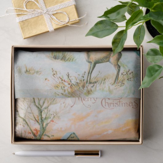 Kerstwintersneeuwlandschap en feestdag tissuepapier (Geschenk)