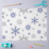 Kerstwintersneeuwvlokken Blauwe Zilver Glitter Tissuepapier (Craft)