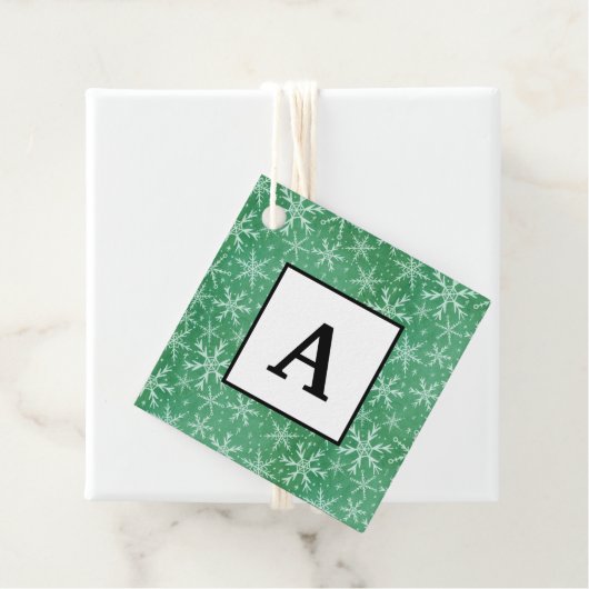 Kerstwintersneeuwvlokken die groen worden bedankjes labels (In situ)