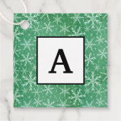 Kerstwintersneeuwvlokken die groen worden bedankjes labels (Voorkant)