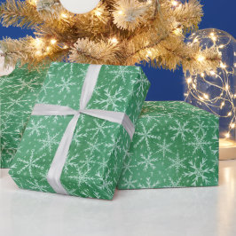 Kerstwintersneeuwvlokken die groen worden cadeaupapier