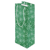 Kerstwintersneeuwvlokken die groen worden wijn cadeautas (Achterkant Gekanteld)