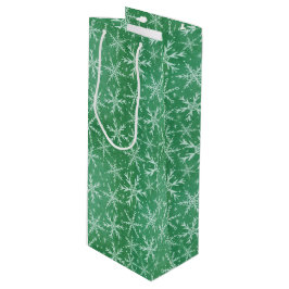 Kerstwintersneeuwvlokken die groen worden wijn cadeautas