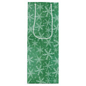 Kerstwintersneeuwvlokken die groen worden wijn cadeautas (Voorkant)