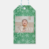 Kerstwintersneeuwvlokken Falling Foto Cadeaulabel (Voorkant)