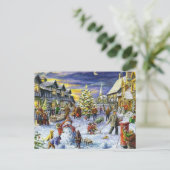 Kerstwinterstad Feestdagenkaart (Staand voorkant)