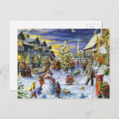 Kerstwinterstad Feestdagenkaart (Voorkant / Achterkant)