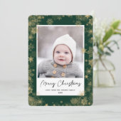 kerstwintersvlokken | Gold Elegant-foto Feestdagenkaart (Staand voorkant)