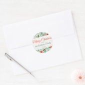 Kerstwinterthema Sage Green Red Poinsettia Ronde Sticker (Envelop)