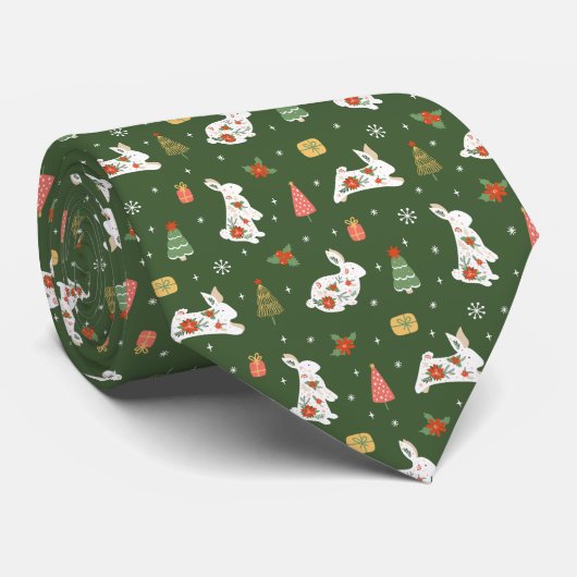 Kerstwintervakantiebos Bunny Stropdas (Opgerold)