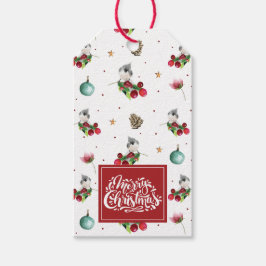 kerstwintervogelpatroon, aangepast cadeaulabel