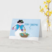 Kerstwintervrouwe Crafter Quilter Sneeuwscooter Kaart (Gele Bloem)