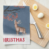 Kerstwinterwild in Snowflake Theedoek (Quarter Fold)