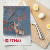 Kerstwinterwild in Snowflakes Kitchen naar Theedoek (Quarter Fold)