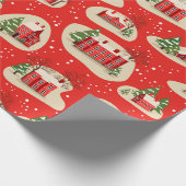 Kerstwinterwintersneeuwwoningen Cadeaupapier (Hoek)