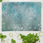 Kerstwinterwitte sneeuwvlokken op blauw theedoek (Gevouwen)