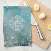 Kerstwinterwitte sneeuwvlokken op blauw theedoek (Quarter Fold)