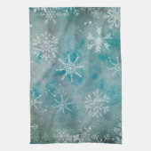 Kerstwinterwitte sneeuwvlokken op blauw theedoek (Verticaal)