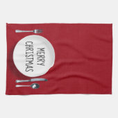 Kerstwit Bord en keukenhanddoeken voor Silverware (Horizontaal)