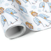 Kerstwit en Blauwe Angel Cadeaupapier (Rol Hoek)