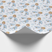 Kerstwit en Blauwe Angel Cadeaupapier (Hoek)