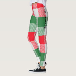 Kerstwit groen rode buffels met een paarlpatroon leggings