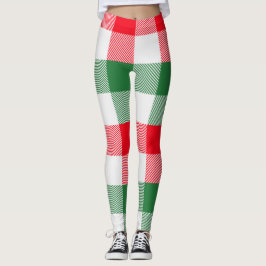 Kerstwit groen rode buffels met een paarlpatroon leggings