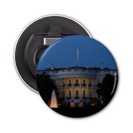 Kerstwit huis in Washington DC Button Flesopener (Voorkant)