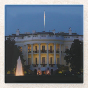 Kerstwit huis in Washington DC Glazen Onderzetter